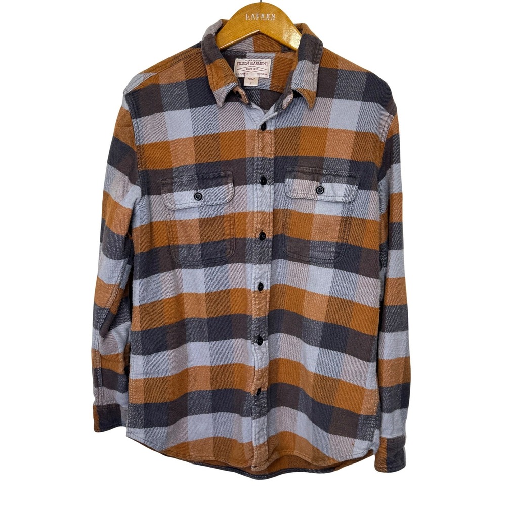Filson Cotton Flannel Plaid Medium Orange/Brown